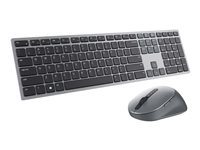 Dell Pro Plus Keyboard and Mouse KM7321W - Sæt med mus og tastatur - trådløs - 2.4 GHz, Bluetooth 5.0 - QWERTY - Pan Nordic - titan grå - med 3 years NBD Advance Exchange - for Latitude 7320 Detachable; XPS 17 9710 KM7321WGY-NOR