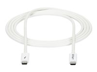 StarTech.com 6.6ft (2m) Thunderbolt 3 Cable, 20Gbps, 100W PD, 4K Video, Thunderbolt-Certified, Compatible w/ TB4/USB 3.2/DisplayPort - Thunderbolt kabel - 24 pin USB-C (han) til 24 pin USB-C (han) - USB 3.1 Gen 2 / Thunderbolt 3 / DisplayPort 1.2 - 2 m - 4K support - hvid - for P/N: CDP2HDUACP, CDP2HDUACPW TBLT3MM2MW