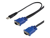 StarTech.com 10 ft Ultra Thin USB VGA 2-in-1 KVM Cable - VGA KVM Cable - USB KVM Cable - KVM Switch Cable (SVECONUS10) - Video / USB kabel - USB, HD-15 (VGA) (han) til HD-15 (VGA) (han) - 3.05 m - sort - for P/N: CAB831HDU, RACKCONS1908, SV1631DUSBUK, SV565DUTPU, SV565UTPUL, SV831DUSBUK SVECONUS10