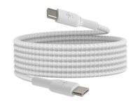 Belkin BoostCharge - USB-kabel - 24 pin USB-C (han) til 24 pin USB-C (han) - USB 2.0 - 2 m - hvid CAB004BT2MWH2PK