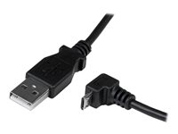 StarTech.com 2m Micro USB Cable Cord - A to Down Angle Micro B - Down Angled Micro USB Cable - 1x USB A (M), 1x USB Micro B (M) - Black (USBAUB2MD) - USB-kabel - Micro-USB Type B (han) til USB (han) - USB 2.0 - 2 m - 90° stikforbindelse, formet - sort USBAUB2MD