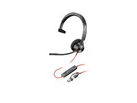 Poly Blackwire 3310 - Blackwire 3300 series - headset - på øret - kablet - USB-A - sort - Certified for Microsoft Teams, UC-certificeret 8X216AA