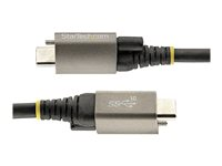 StarTech.com 3ft 1m Top Screw Locking USB C Cable 10Gbps, USB 3.1/3.2 Gen 2 Type-C Cable, 100W (5A) Power Delivery Charging, DP Alt Mode, Single Screw Lock, USB-C to C Cord, Charge/Sync - Thunderbolt 3 Compatible (USB31CCTLKV1M) - USB-kabel - USB-C (han) lige/låsende til USB-C (han) lige - USB 3.2 Gen 2 / DisplayPort 1.4 /Thunderbolt 3 - 1 m - 8K support - grå, sort USB31CCTLKV1M