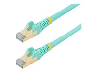 StarTech.com 7.5m CAT6A Ethernet Cable, 10 Gigabit Shielded Snagless RJ45 100W PoE Patch Cord, CAT 6A 10GbE STP Network Cable w/Strain Relief, Aqua, Fluke Tested/UL Certified Wiring/TIA - Category 6A - 26AWG (6ASPAT750CMAQ) - Patchkabel - RJ-45 (han) til RJ-45 (han) - 7.5 m - STP - CAT 6a - formet, knastfri - akvamarin 6ASPAT750CMAQ