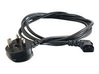 C2G 10m 18 AWG UK 90° Power Cord (IEC320C13R to BS 1363) - Strømkabel - power IEC 60320 C13 til BS 1363 (han) vinklet - 10 m - sort C2G82037