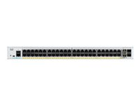 Cisco Catalyst 1000-48P-4X-L - Switch - Administreret - 24 x 10/100/1000 (PoE+) + 24 x 10/100/1000 + 4 x 10 Gigabit SFP+ (uplink) - monterbar på stativ - PoE+ (370 W) C1000-48P-4X-L