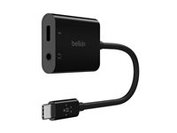 Belkin RockStar - USB-C til hovedtelefon-jackstik/opladningsadapter - USB-C han til ministik, USB-C hun - 19.6 cm - USB Power Delivery (60W) NPA004BTBK