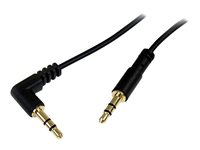 StarTech.com 1 ft. (0.3 m) Right Angle 3.5 mm Audio Cable - 3.5mm Slim Audio Cable - Right Angle - Male/Male - Aux Cable (MU1MMSRA) - Audiokabel - mini-phone stereo 3.5 mm han til mini-phone stereo 3.5 mm han - 30 cm - sort - højrevinklet stikforbindelse - for P/N: SV231DVGAU2A, SV431DVGAU2A MU1MMSRA