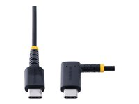 StarTech.com 6in (15cm) USB C Charging Cable Right Angle, 60W PD 3A, Heavy Duty Fast Charge USB-C Cable, USB 2.0 Type-C, Durable and Rugged Aramid Fiber, S20/iPad/Pixel - High Quality USB Charging Cord (R2CCR-15C-USB-CABLE) - USB-kabel - 24 pin USB-C (han) lige til 24 pin USB-C (han) højrevinklet - USB 2.0 - 3 A - 15 cm - sort R2CCR-15C-USB-CABLE