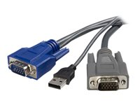StarTech.com 6 ft Ultra-Thin USB VGA 2-in-1 KVM Cable (SVUSBVGA6) - Kabel til tastatur / video / mus (KVM) - USB, HD-15 (VGA) (han) til HD-15 (VGA) (han) - 1.8 m - sort - for P/N: SV1631DUSBU, SV1631DUSBUK, SV431DUSBU, SV831DUSBAU, SV831DUSBU, SV831DUSBUK SVUSBVGA6