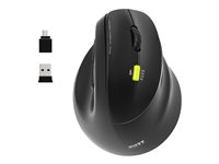 PORT Connect Professional ERGO SHAPE - Mus - genopladelig - højrehåndet - optisk - 5 knapper - trådløs - 2.4 GHz, Bluetooth - trådløs modtager (USB) 910007