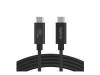 Belkin - USB-kabel - USB-C (han) til USB-C (han) - USB 2.0 / USB 3.0 / USB 3.2 / USB 4.0 /Thunderbolt 3 / Thunderbolt 4 - 2 m - 4K60 Hz UHD-support, USB Power Delivery (240 W) - sort INZ004BT2MBK