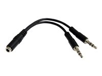 StarTech.com 3.5mm 4 Position to 2x 3 Position 3.5mm Headset Splitter Adapter - F/M - 3.5mm headset Adapter Cable (MUYHSFMM) - Splitter til hovedsæt - mini-phone stereo 3.5 mm han til 4-pæl ministik hun - sort - for P/N: MUHSMF2M, PEXSOUND7CH MUYHSFMM