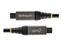 StarTech.com 3ft (1m) USB C Cable 10Gbps, USB-IF Certified USB-C Cable, USB 3.1/3.2 Gen 2 Type-C Cable, 100W (5A) Power Delivery Charging, DP Alt Mode, USB C to C Cord, Charge & Sync - Thunderbolt 3 Compatible (USB31CCV1M) - USB-kabel - USB-C (han) til USB-C (han) - USB 3.2 Gen 2 / DisplayPort 1.4 /Thunderbolt 3 - 1 m - 4K support - grå, sort USB31CCV1M