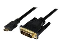 StarTech.com 1m (3.3 ft) Mini HDMI to DVI Cable, DVI-D to HDMI Cable (1920x1200p), 19 Pin HDMI Mini (C) Male to DVI-D Male, Digital Monitor Cable Adapter M/M, Single Link, Black - Mini HDMI to DVI Adapter - Adapterkabel - DVI-D han til 19 pin mini HDMI Type C han - 1 m - afskærmet - sort - for P/N: MSTCDP122HD HDCDVIMM1M