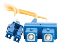 C2G LC-SC 9/125 OS1 Duplex Singlemode PVC Fiber Optic Cable (LSZH) - Patchkabel - SC enkelttilstand (han) til LC enkelttilstand (han) - 3 m. - fiberoptik - duplex - 9 / 125 micron - OS1 - halogenfri - gul 85588