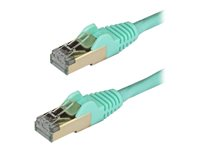 StarTech.com 1.5m CAT6A Ethernet Cable, 10 Gigabit Shielded Snagless RJ45 100W PoE Patch Cord, CAT 6A 10GbE STP Network Cable w/Strain Relief, Aqua, Fluke Tested/UL Certified Wiring/TIA - Category 6A - 26AWG (6ASPAT150CMAQ) - Patchkabel - RJ-45 (han) til RJ-45 (han) - 1.5 m - STP - CAT 6a - formet, knastfri - akvamarin 6ASPAT150CMAQ