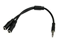 StarTech.com 4 Position to 2x 3 Position 3.5mm Headset Splitter Adapter - Splitter til hovedsæt - 4-pæl ministik han til ministik hun - 20 cm - sort - for P/N: DK30A2DH, DK30CHDDPPD, DK30CHDPPDUE, MST30C2HDPPD, USB3SMDOCK4K, USB3VDOCKD MUYHSMFF