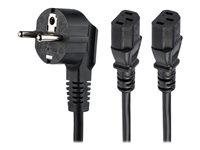 StarTech.com 2m (6ft) Computer Power Cord, 18AWG, EU Schuko to 2x C13 Power Cord, 10A 250V, Black Replacement AC Cord, TV/Monitor Power Cable, Schuko CEE 7/7 to IEC 60320 2x C13 Power Cord - PC Power Supply Cable - Strømkabel - power CEE 7/7 (han) til power IEC 60320 C13 - AC 250 V - 10 A - 2 m - sort PXT101YEU2M