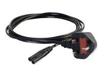 C2G Non-Polarised Power Cord - Strømkabel - power IEC 60320 C7 til BS 1363 (han) - AC 250 V - 2 m - formet - sort - United Kingdom 80612