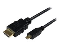 StarTech.com 2m High Speed HDMI Cable with Ethernet HDMI to HDMI Micro - HDMI-kabel med Ethernet - HDMI han til 19 pin micro HDMI Type D han - 2 m - sort HDADMM2M