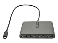 StarTech.com USB C to 4 HDMI Adapter, External Video & Graphics Card, USB Type-C to Quad HDMI Monitor Display Adapter Dongle, 1080p 60Hz, Video Converter, Supports Windows - USB-C Multi Monitor Adapter - Adapterkabel - 24 pin USB-C han til HDMI hun - 50 cm - space grey - 1080p support 60 Hz USBC2HD4