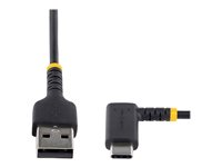 StarTech.com 6in (15cm) USB A to C Charging Cable Right Angle, Heavy Duty Fast Charge USB-C Cable, USB 2.0 A to Type-C, Durable and Rugged Aramid Fiber, 3A, S20/iPad/Pixel - High Quality Short USB Charging Cord (R2ACR-15C-USB-CABLE) - USB-kabel - USB (han) lige til 24 pin USB-C (han) højrevinklet - Thunderbolt 3 / USB 2.0 - 3 A - 15 cm - sort R2ACR-15C-USB-CABLE