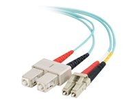 C2G LC-SC 10Gb 50/125 OM3 Duplex Multimode PVC Fiber Optic Cable (LSZH) - Netværkskabel - SC multimodus (han) til LC multimodus (han) - 3 m - 3 m. - fiberoptik - duplex - 50 / 125 my - OM3 - halogenfri - akvamarin 85533
