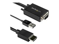 StarTech.com 2m VGA to HDMI Converter Cable with USB Audio Support & Power, Analog to Digital Video Adapter Cable to connect a VGA PC to HDMI Display, 1080p Male to Male Monitor Cable - Supports Wide Displays (VGA2HDMM2M) - Adapterkabel - USB, HD-15 (VGA) han til HDMI han - 2 m - sort - aktiv, 1080p support, USB-strøm + audio VGA2HDMM2M