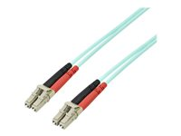 StarTech.com 3m Fiber Optic Cable - 10 Gb Aqua - Multimode Duplex 50/125 - LSZH - LC/LC - OM3 - LC to LC Fiber Patch Cable - Patchkabel - LC multimodus (han) til LC multimodus (han) - 3 m. - fiberoptik - duplex - 50 / 125 my - OM3 - halogenfri - akvamarin - for P/N: J9152AST, MASFP10GBSR, SFP10GBLRMST, SFP10GBSRST, SFP10GSRSST, SFP10GSRXST A50FBLCLC3
