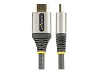 StarTech.com 20in (0.5m) Premium Certified HDMI 2.0 Cable with Ethernet, High-Speed Ultra HD 4K 60Hz HDMI Cable HDR10, ARC, HDMI Cord For Ultra HD Monitors, TVs, Displays, w/ TPE Jacket - Durable HDMI Video Cable (HDMMV50CM) - Premium High Speed - HDMI-kabel med Ethernet - HDMI han til HDMI han - 50 cm - afskærmet - grå, sort - passivt, 4K60 Hz (3840 x 2160) support HDMMV50CM
