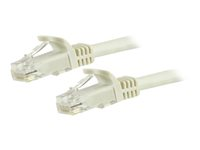 StarTech.com 15m CAT6 Ethernet Cable, 10 Gigabit Snagless RJ45 650MHz 100W PoE Patch Cord, CAT 6 10GbE UTP Network Cable w/Strain Relief, White, Fluke Tested/Wiring is UL Certified/TIA - Category 6 - 24AWG (N6PATC15MWH) - Patchkabel - RJ-45 (han) til RJ-45 (han) - 15 m - UTP - CAT 6 - formet, knastfri - hvid N6PATC15MWH