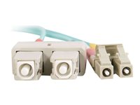 C2G LC-SC 10Gb 50/125 OM3 Duplex Multimode PVC Fiber Optic Cable (LSZH) - Netværkskabel - SC multimodus (han) til LC multimodus (han) - 2 m. - fiberoptik - duplex - 50 / 125 my - OM3 - halogenfri - akvamarin 85532