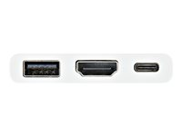 StarTech.com USB-C to HDMI Adapter - White - 4K 30Hz - Thunderbolt 3 Compatible - with Power Delivery (USB PD) - USB C Dongle (CDP2HDUACPW) - Videoadapter - 24 pin USB-C han til HDMI, USB Type A, 24 pin USB-C hun - 60 mm - hvid - 4K support, USB Power Delivery (60W) CDP2HDUACPW