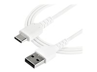 StarTech.com 2m USB A to USB C Charging Cable, Durable Fast Charge & Sync USB 2.0 to USB Type C Data Cord, Rugged TPE Jacket Aramid Fiber M/M 3A White, Samsung S10, S20, iPad Pro, Pixel - Heavy Duty and Rugged - USB-kabel - USB (han) lige til USB-C (han) lige - Thunderbolt 3 / USB 2.0 - 2 m - hvid RUSB2AC2MW