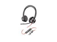 Poly Blackwire 8225 - Blackwire 8200 series - headset - på øret - kablet - aktiv støjfjerning - USB-C - sort - Zoom Certified, UC-certificeret 8X223AA