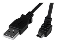 StarTech.com Down Angle Mini USB Cable - 2m - Black - USB A to Mini USB B - USB to Mini USB Cable - Mini USB Charger - USB A to Mini B (USBAMB2MD) - USB-kabel - USB (han) til mini-USB type B (han) - USB 2.0 - 2 m - 90° stikforbindelse, formet - sort USBAMB2MD
