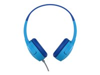 Belkin SoundForm Mini - Hovedtelefoner med mik. - på øret - kablet - 3,5 mm jackstik - blå AUD004BTBL