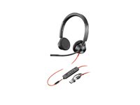 Poly Blackwire 3325 - Blackwire 3300 series - headset - på øret - kablet - 3,5 mm jackstik, USB-C - sort - Certified for Microsoft Teams, UC-certificeret 8X222AA