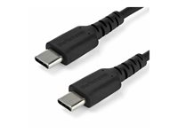 StarTech.com 1m USB C Charging Cable, Durable Fast Charge & Sync USB 2.0 Type C to USB C Laptop Charger Cord, TPE Jacket Aramid Fiber M/M 60W Black, Samsung S10, S20 iPad Pro MS Surface - Heavy Duty and Rugged - USB-kabel - 24 pin USB-C (han) lige til 24 pin USB-C (han) lige - Thunderbolt 3 / USB 2.0 - 1 m - sort - for P/N: CDP2HDUACP2, SECTBLTDT RUSB2CC1MB
