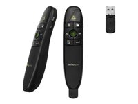 StarTech.com Wireless Presentation Remote with Green Laser Pointer - 90 ft. (27 m) - USB Presentation Clicker for Mac and Windows (PRESREMOTEG) - Fjernbetjening til præsentation - RF - sort PRESREMOTEG