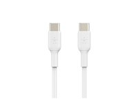 Belkin BoostCharge - USB-kabel - USB-C (han) til USB-C (han) - USB 2.0 - 3 A - 1 m - hvid (pakke med 2) CAB003BT1MWH2PK