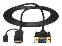 StarTech.com HDMI to VGA Cable - 10 ft / 3m - 1080p - 1920 x 1200 - Active HDMI Cable - Monitor Cable - Computer Cable (HD2VGAMM10) - Adapterkabel - HDMI, Micro-USB Type B (kun strøm) til HD-15 (VGA) han - 3 m - sort - aktiv, 1920 x 1200 (WUXGA) support HD2VGAMM10