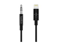 Belkin - Lightning til hovedtelefon-jackstikkabel - Lightning han til mini-phone stereo 3.5 mm han - 91.4 cm - sort AV10172BT03-BLK