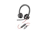 Poly Blackwire 8225 - Blackwire 8200 series - headset - på øret - kablet - aktiv støjfjerning - USB-C - sort - Certified for Microsoft Teams, UC-certificeret 8X225AA