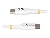 StarTech.com 1m USB C Charging Cable, USB-IF Certified USB-C Cable, 240W - USB-kabel - USB-C (han) til USB-C (han) - USB 2.0 - 48 V - 5 A - 1 m - halogenfri, passivt, forlænget strømrækkevidde (EPR), USB Power Delivery (240 W), Power Delivery 3.1 support - hvid USB2EPR1MW