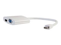 C2G 20cm Mini DisplayPort to HDMI or VGA Adapter Converter 4K UHD - White - Videoadapter - Mini DisplayPort han til HDMI, 15 pin D-Sub (DB-15) hun - 20.3 cm - afskærmet - hvid - 4K support 80936