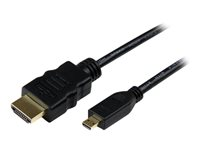 StarTech.com 0.5m High Speed HDMI Cable with Ethernet HDMI to HDMI Micro - HDMI-kabel med Ethernet - HDMI han til 19 pin micro HDMI Type D han - 50 cm - sort HDADMM50CM