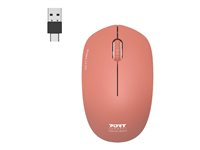 PORT Connect Collection - Mus - højre- og venstrehåndet - optisk - 3 knapper - trådløs - 2.4 GHz - USB/USB-C trådløs modtager - terracotta 900542