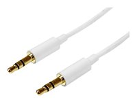 StarTech.com 2m White Slim 3.5mm Stereo Audio Cable - 3.5mm Audio Aux Stereo - Male to Male Headphone Cable - 2x 3.5mm Mini Jack (M) White (MU2MMMSWH) - Audiokabel - mini-phone stereo 3.5 mm han til mini-phone stereo 3.5 mm han - 2 m - hvid MU2MMMSWH